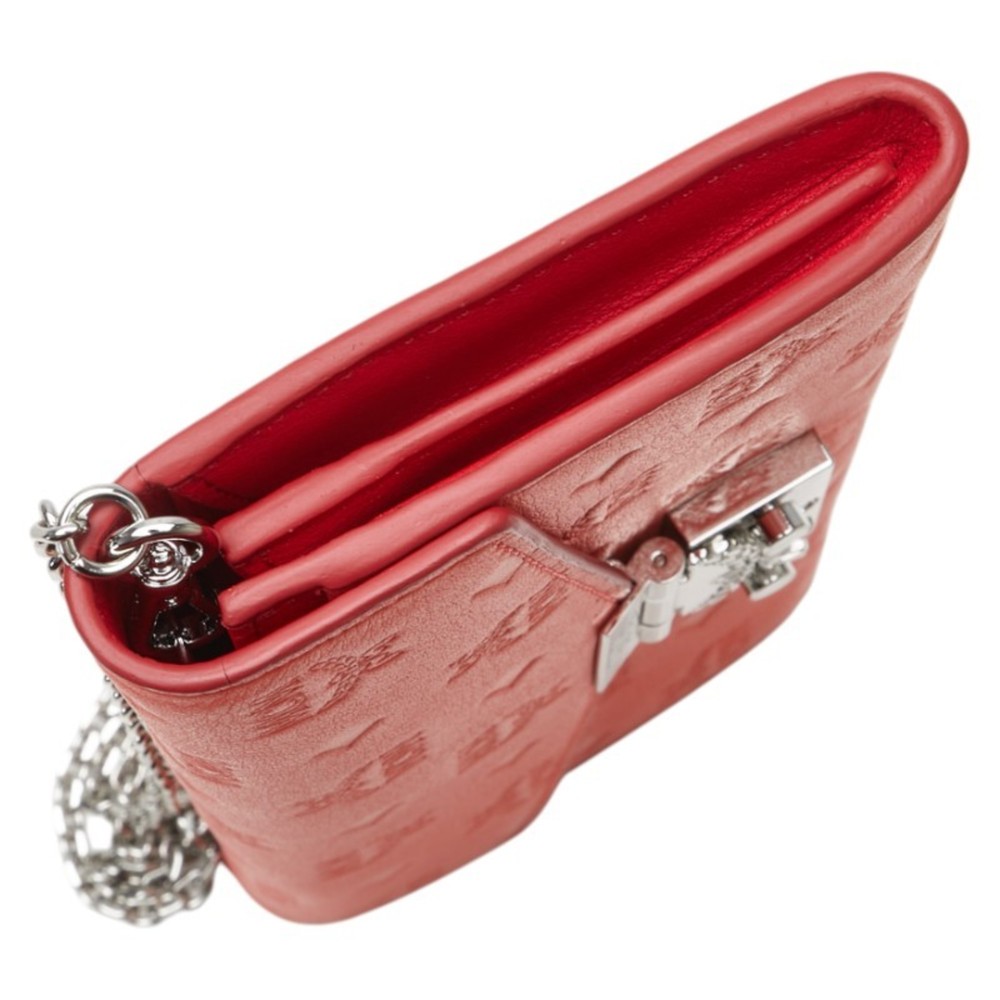 MCM Visetos Chain Wallet, Red Leather, Women's - Picture 5 of 10